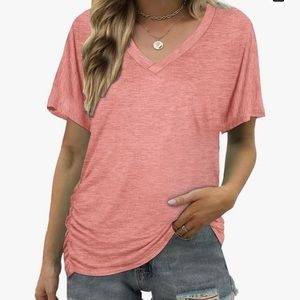 Ruched V-Neck Tee Shirt